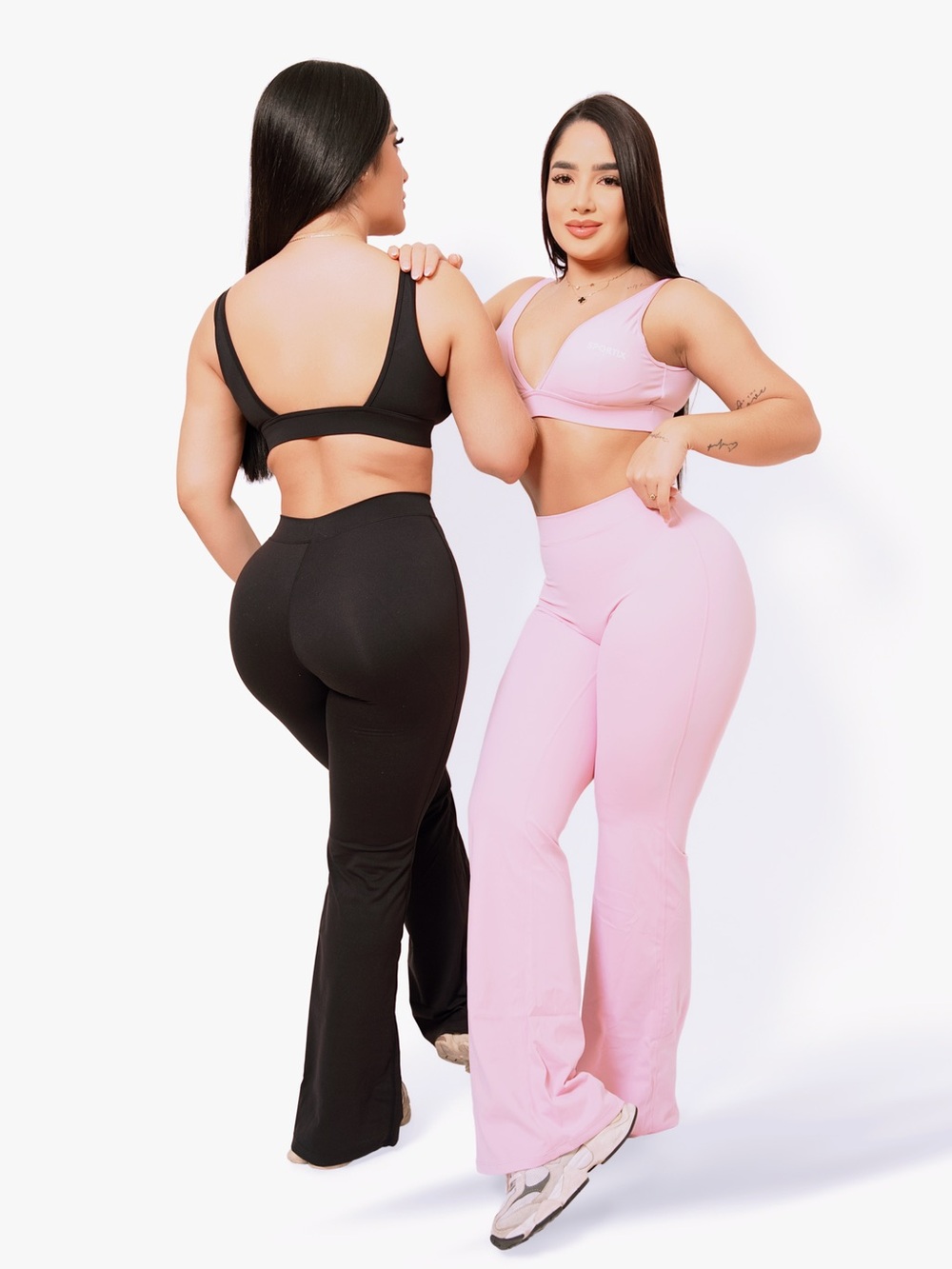 Women’s High-Waist Flare Leg Active Pants set- Pink
